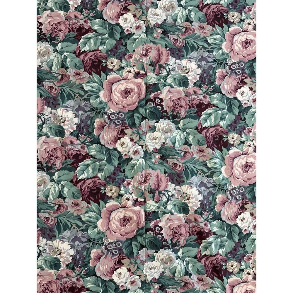 14+ Yds Vtg Joan Messmore Cranston Fabric Cabbage Rose Cottagecore Quilting Sew